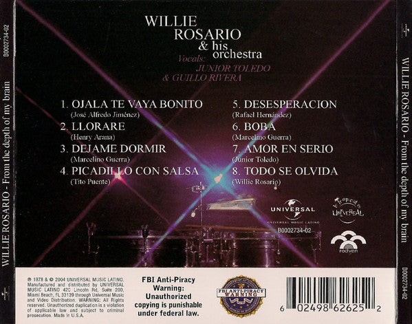 Willie Rosario : From The Depth Of My Brain (CD, Album, RE, Dig)