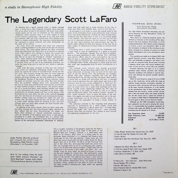 Scott LaFaro : The Legendary Scott LaFaro (LP, Album, RE)