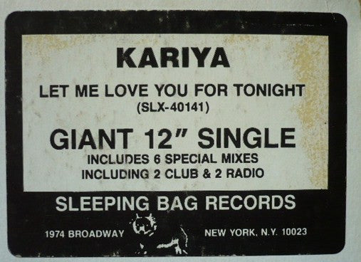 Kariya : Let Me Love You For Tonight (12", Single, Promo)