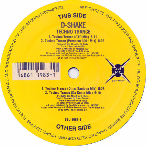 D-Shake : Techno Trance '96 (12")