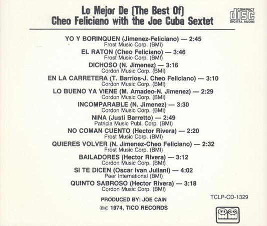 Cheo Feliciano With Joe Cuba Sextet - The Best Of Lo Mejor De Cheo Feliciano With The Joe Cuba Sextet vinyl record, CD (Near Mint (NM or M-)) | Lulo Records
