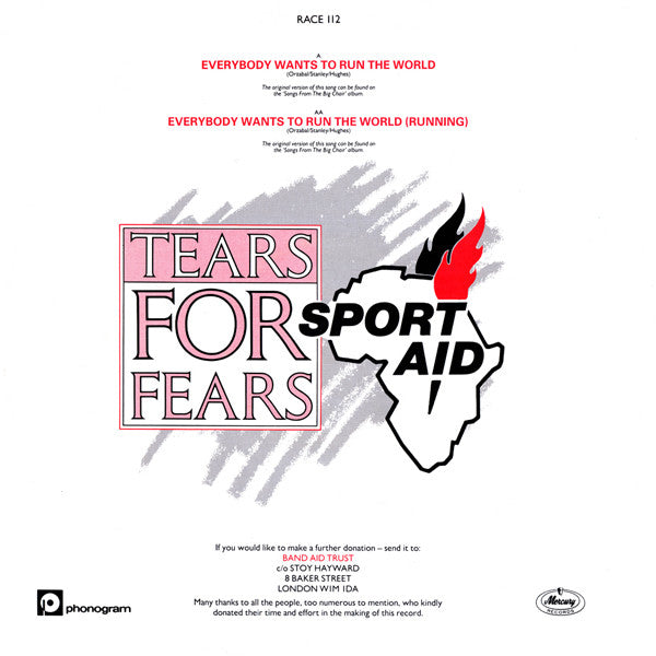 Tears For Fears : Everybody Wants To Run The World (12", Single)