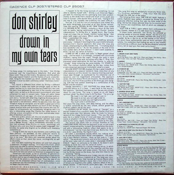 Don Shirley : Drown In My Own Tears (LP, Album, Mono, Promo)