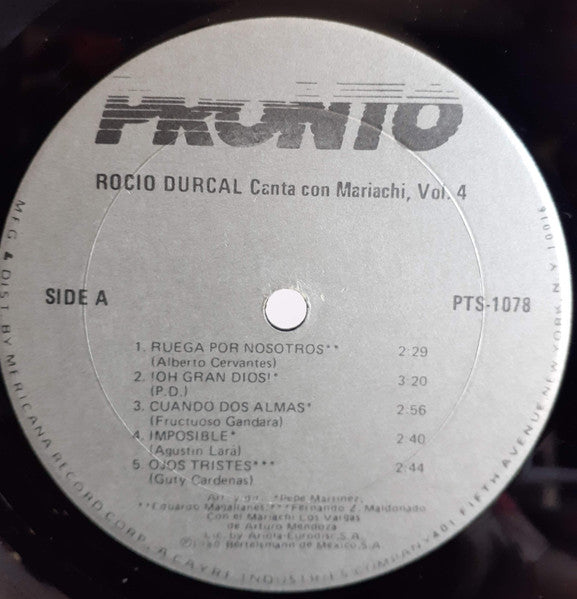 Rocío Dúrcal : Canta Con Mariachi Volumen 4 (LP, Album)