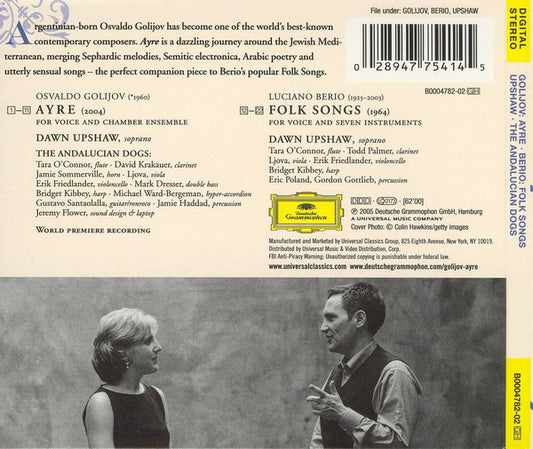 Osvaldo Golijov / Luciano Berio – Dawn Upshaw • The Andalucian Dogs - Ayre / Folk Songs vinyl record, CD (Near Mint (NM or M-)) | Lulo Records