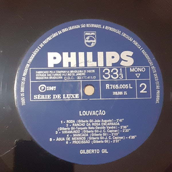 Gilberto Gil : Louvação (LP, Album, Mono)