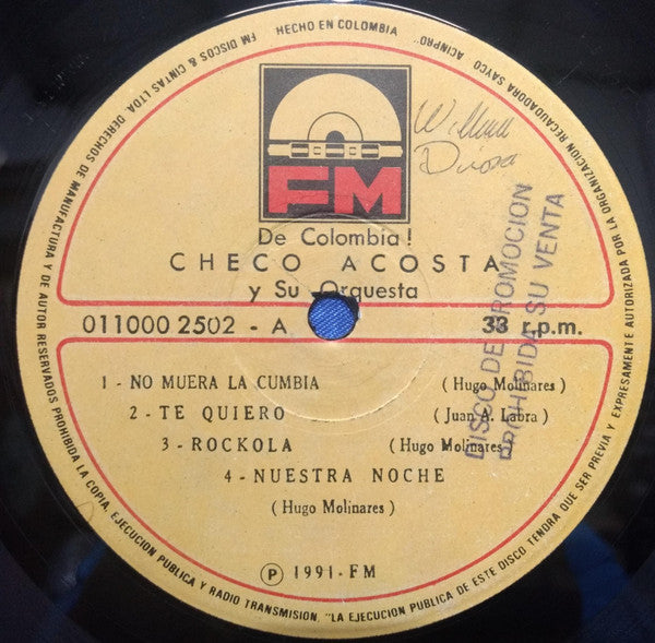 Checo Acosta Y Su Orquesta : De Colombia (LP, Album)