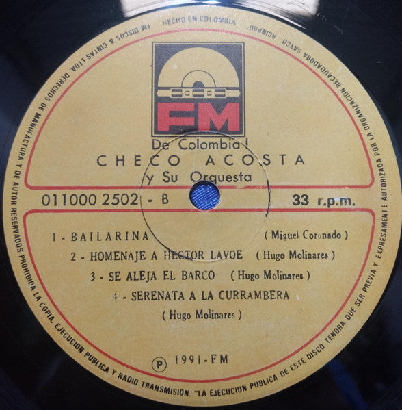 Checo Acosta Y Su Orquesta : De Colombia (LP, Album)