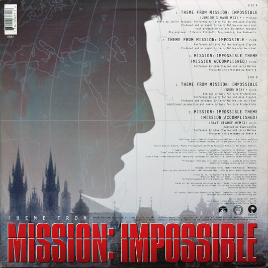 Adam Clayton & Larry Mullen - Theme From Mission: Impossible vinyl record, 12" (Very Good Plus (VG+)) | Lulo Records