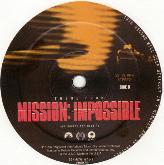 Adam Clayton & Larry Mullen : Theme From Mission: Impossible (12")