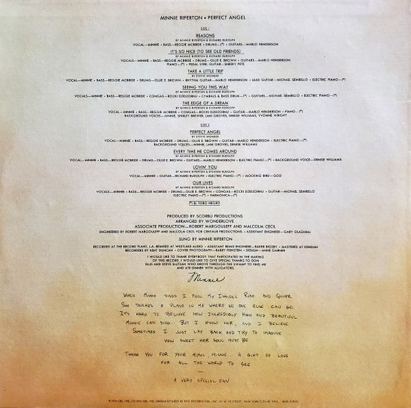 Minnie Riperton : Perfect Angel (LP, Album, Ter)