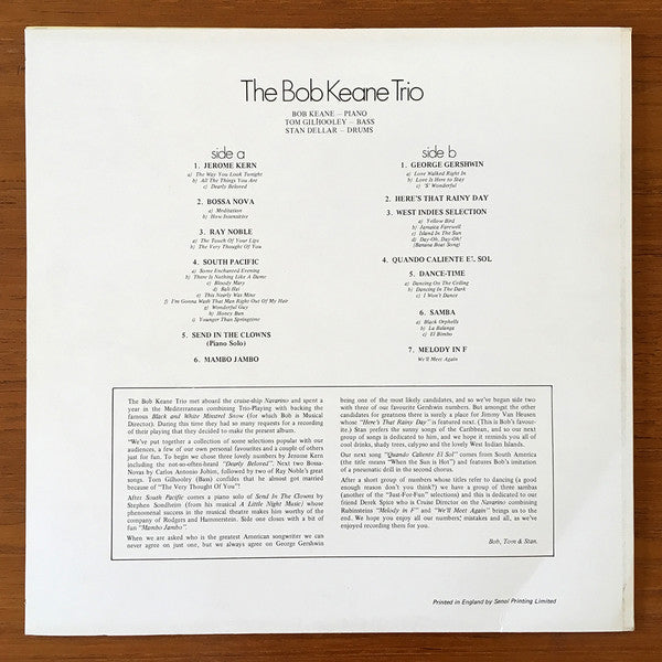 The Bob Keane Trio : The Bob Keane Trio (LP)