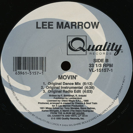 Lee Marrow - Movin' vinyl record, 12" (Very Good Plus (VG+)) | Lulo Records
