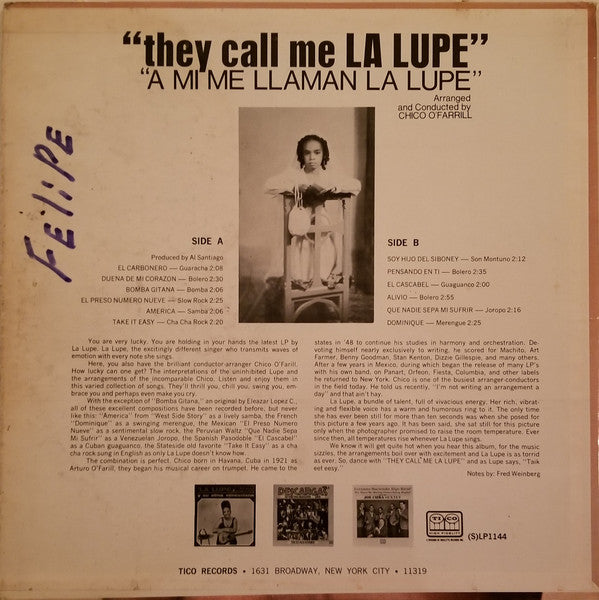 La Lupe : They Call Me La Lupe " A Mi Me Llaman La Lupe " (LP, Album, Mono)