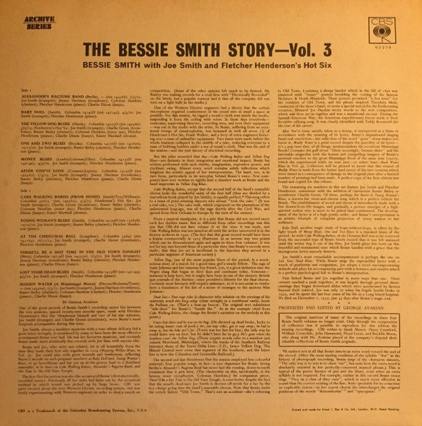 Bessie Smith with Joe Smith (3) & Fletcher Henderson's Hot Six* : The Bessie Smith Story - Vol.3 (LP, Comp, Mono)