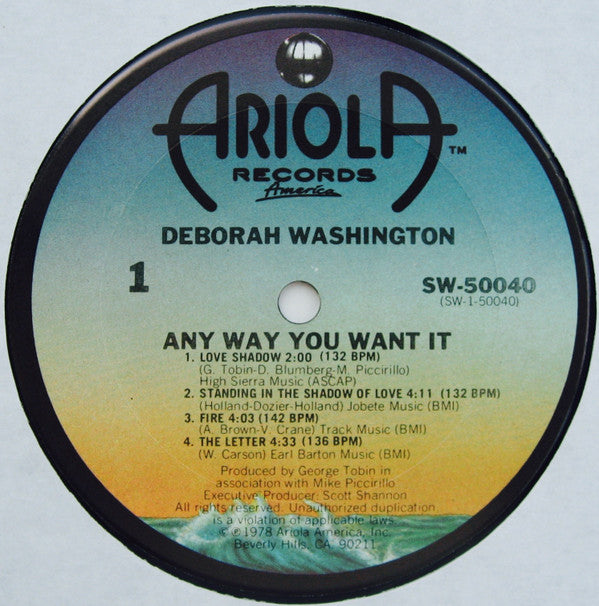 Deborah Washington : Any Way You Want It (LP, Album, P/Mixed)