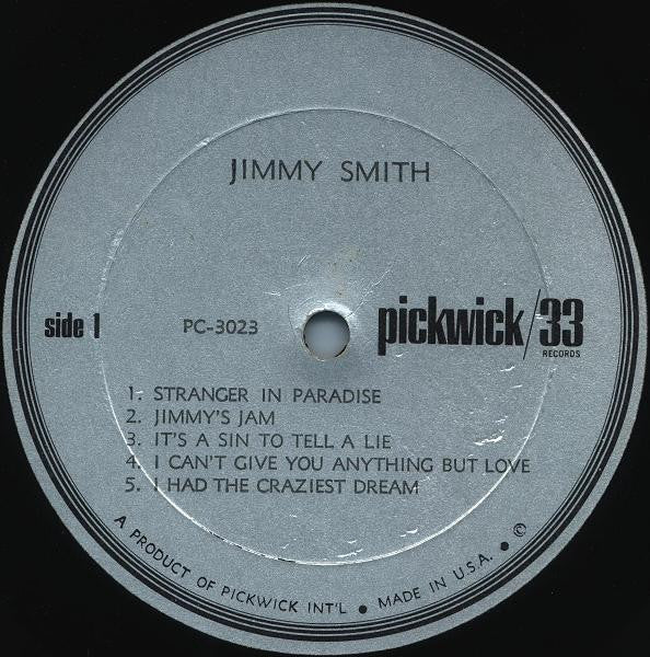 Jimmy Smith : Swings Along With Stranger In Paradise (LP, Album, Mono)