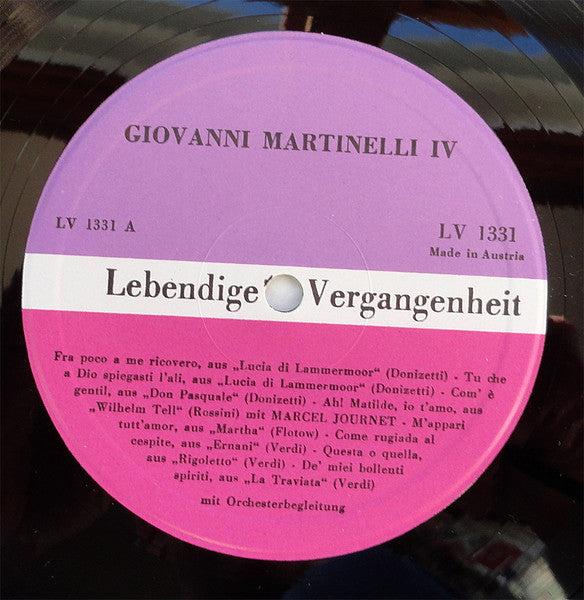 Giovanni Martinelli : Lebendige Vergangenheit - Giovanni Martinelli IV (LP, Comp, Mono)