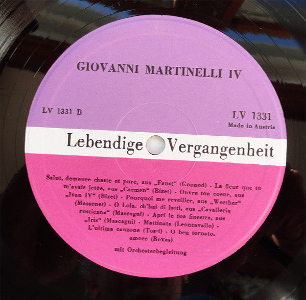 Giovanni Martinelli : Lebendige Vergangenheit - Giovanni Martinelli IV (LP, Comp, Mono)
