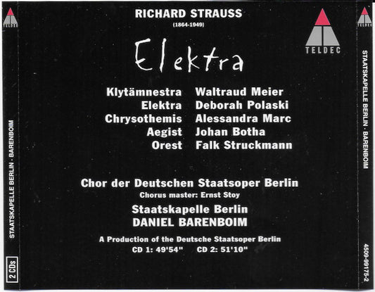 Richard Strauss - Deborah Polaski · Waltraud Meier · Alessandra Marc · Johan Botha · Falk Struckmann · Chor Der Staatsoper Berlin · Staatskapelle Berlin · Daniel Barenboim - Elektra vinyl record, 2xCD (Near Mint (NM or M-)) | Lulo Records