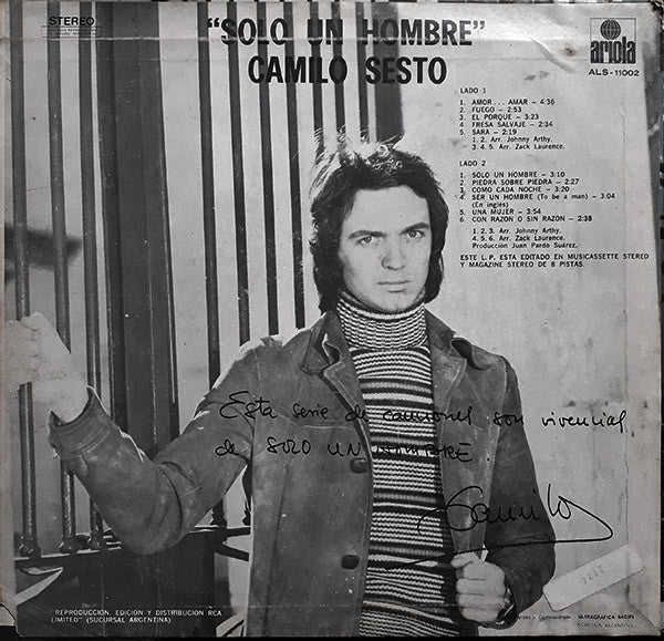 Camilo Sesto : Sólo Un Hombre (LP, Album)