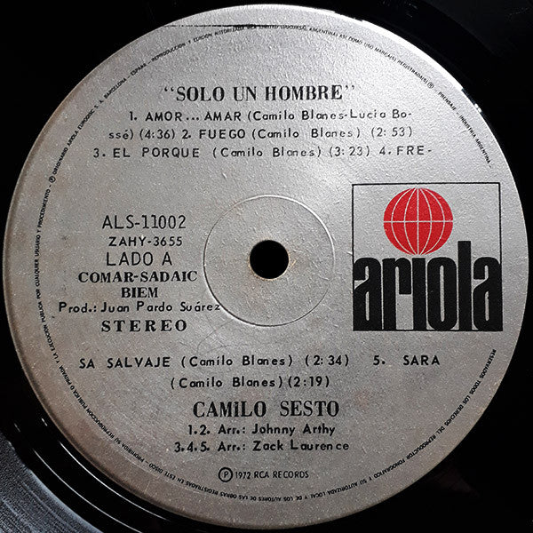 Camilo Sesto : Sólo Un Hombre (LP, Album)