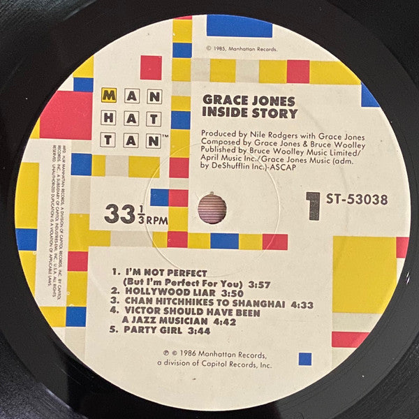 Grace Jones : Inside Story (LP, Album, Spe)