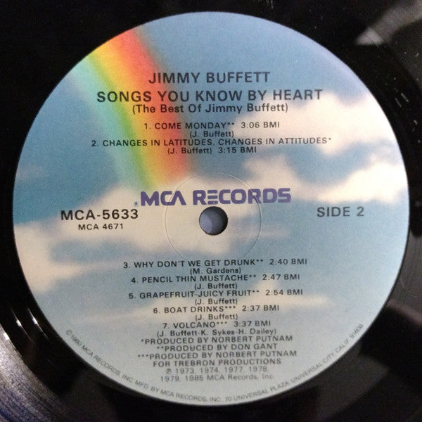 Jimmy Buffett : Songs You Know By Heart - Jimmy Buffett's Greatest Hit(s) (LP, Comp)