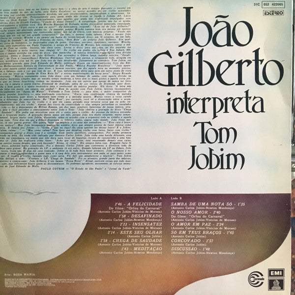 João Gilberto : João Gilberto Interpreta Tom Jobim (LP, Comp, RE)