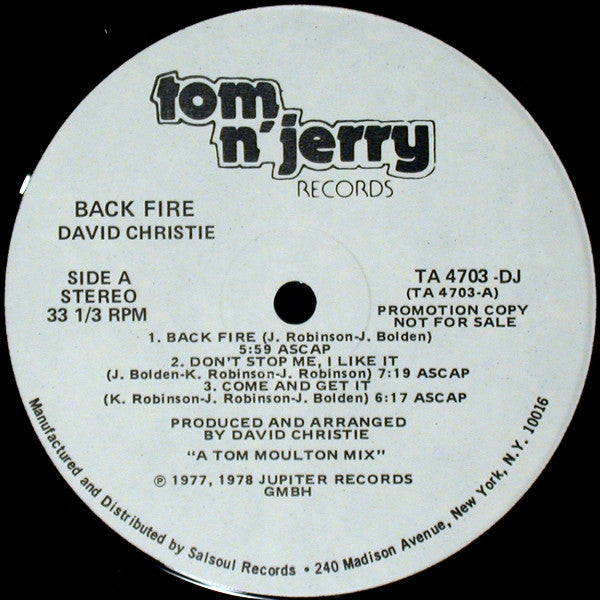 David Christie : Back Fire (LP, Album, Promo)