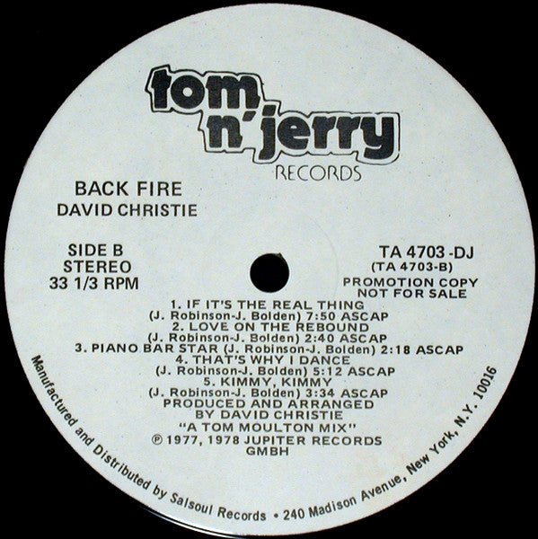 David Christie : Back Fire (LP, Album, Promo)