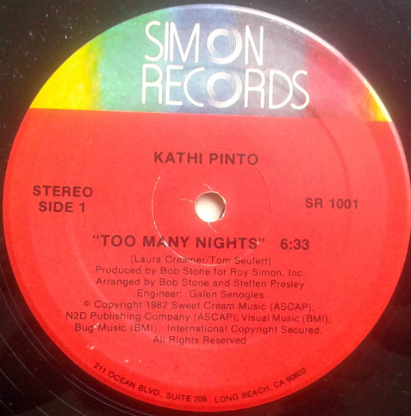 Kathi Pinto : Too Many Nights (12")
