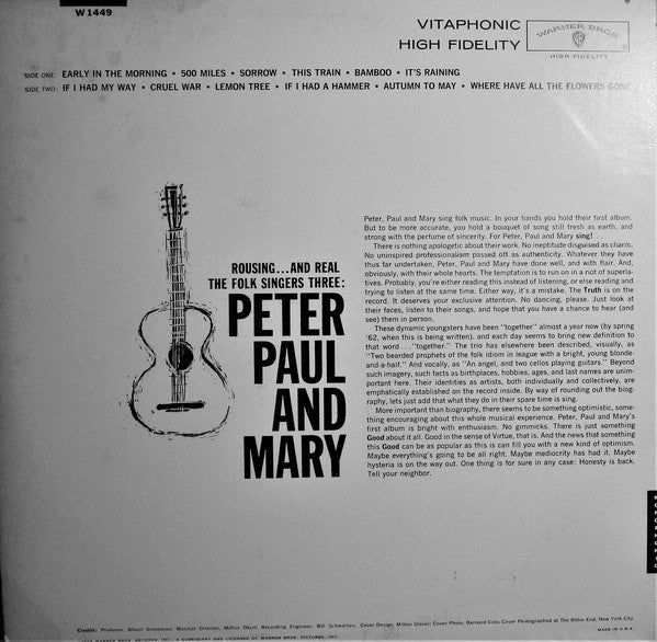 Peter, Paul & Mary : Peter, Paul And Mary (LP, Album, Vit)