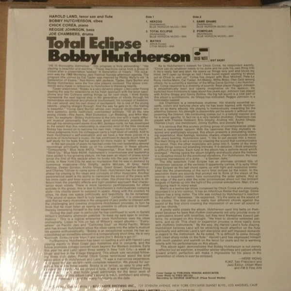 Bobby Hutcherson : Total Eclipse (LP, Album, RE)