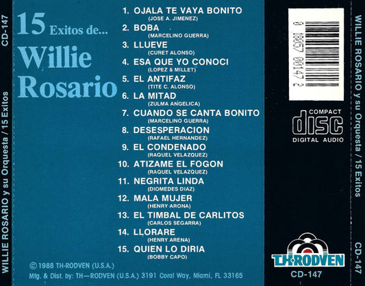 Willie Rosario : 15 Exitos De Willie Rosario (CD, Comp)