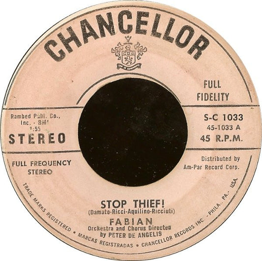 Fabian (6) : Turn Me Loose / Stop Thief! (7", Single)