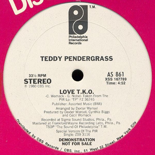 Teddy Pendergrass : Love T.K.O. (12", Promo)