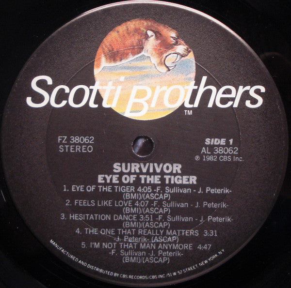 Survivor : Eye Of The Tiger (LP, Album, Pit)