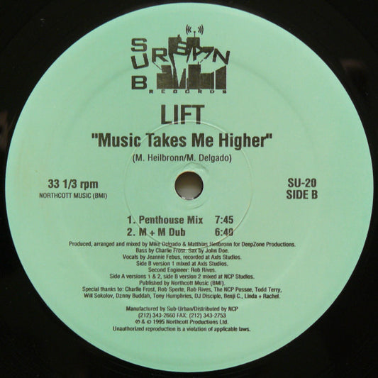 Lift - Music Takes Me Higher vinyl record, 12" (Very Good (VG)) | Lulo Records