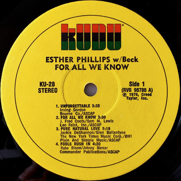 Esther Phillips With Beck* : For All We Know (LP, Album)
