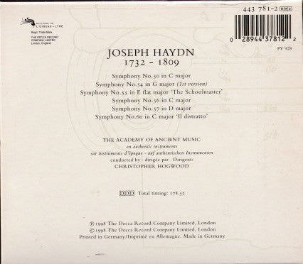 Joseph Haydn - The Academy Of Ancient Music, Christopher Hogwood : Symphonies 1773-1774 / 50 54 55 56 57 60 / Volume 8 (3xCD, Album + Box, Sli)