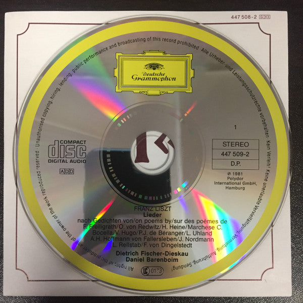 Franz Liszt - Dietrich Fischer-Dieskau, Daniel Barenboim : Lieder (3xCD + Box, Cla)