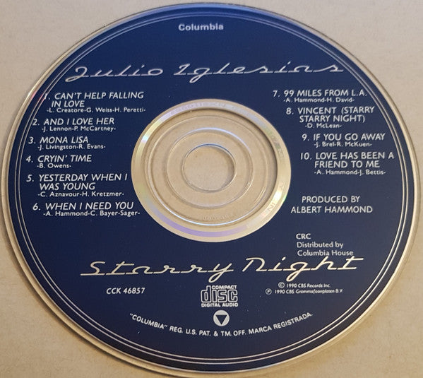 Julio Iglesias : Starry Night (CD, Album, Club)