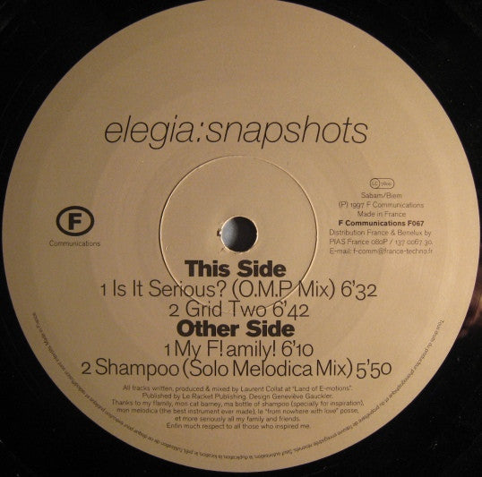 Elegia : Snapshots (12", EP)