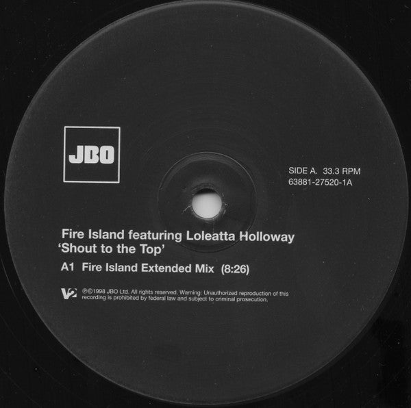 Fire Island Featuring Loleatta Holloway : Shout To The Top (2x12")