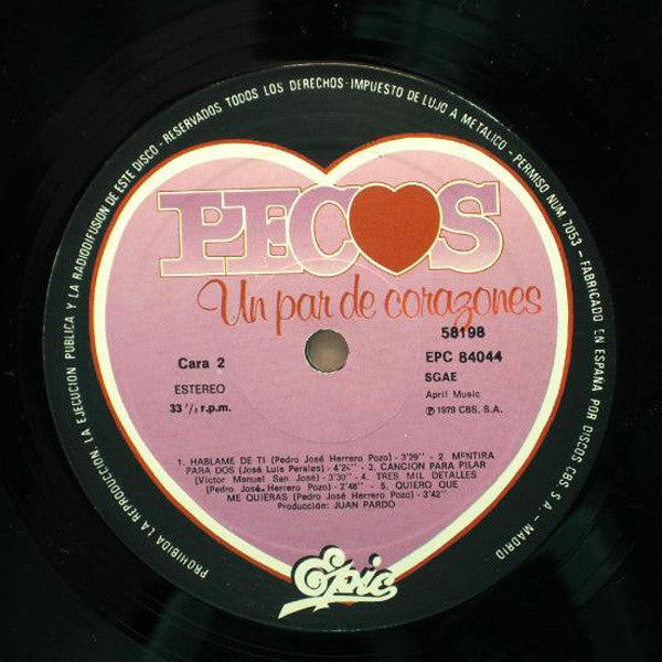 Pecos : Un Par De Corazones (LP, Album)
