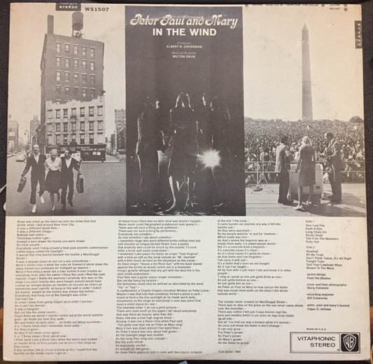 Peter, Paul & Mary - In The Wind vinyl record, LP (Very Good Plus (VG+)) | Lulo Records