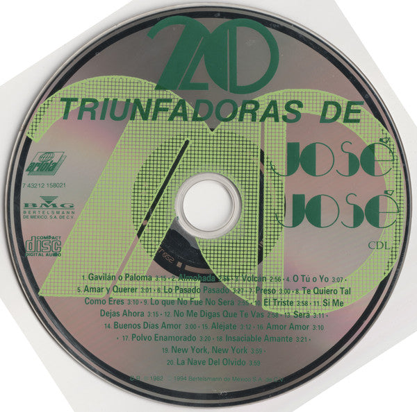José José : 20 Triunfadoras De José José (CD, Comp, RE)