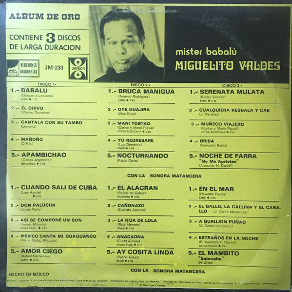 Miguelito Valdes : Mister Babalú (3xLP, Comp)