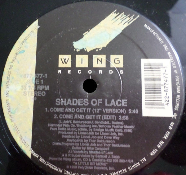 Shades Of Lace : Come And Get It (12", Single)
